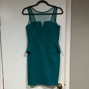Hailey Logan Teal Mesh Mini Dress